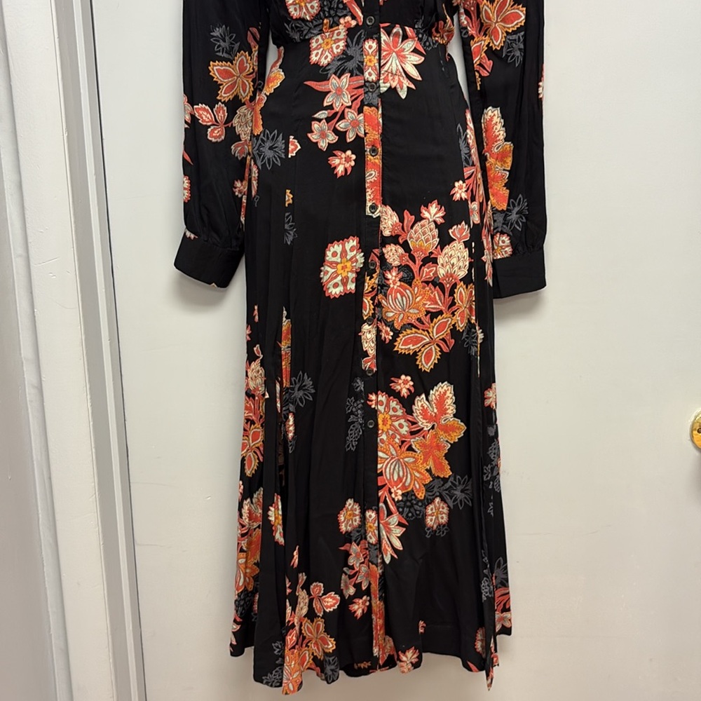 Free People MIRANDA Midi Dress in Black Combo Size 4 - Picture 3 of 13